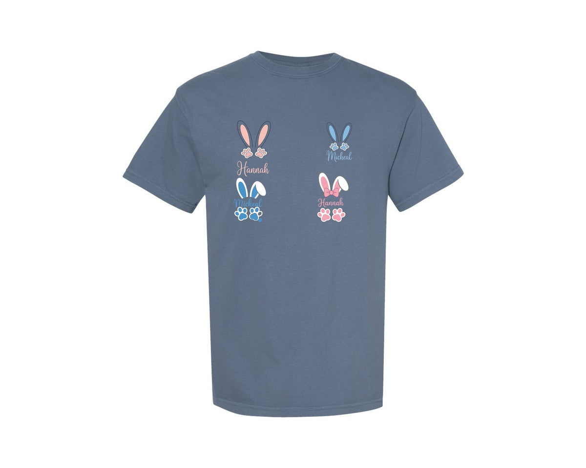 brand:Comfort Colors|color:Blue Jean|Bunny Name Frame Monogram 2 Graphic T-Shirt