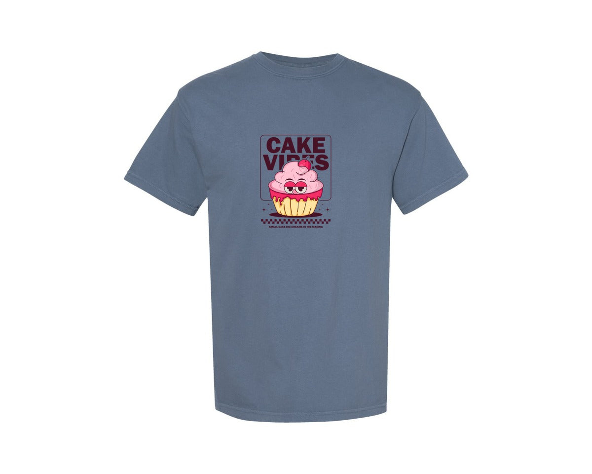 brand:Comfort Colors|color:Blue Jean|Retro Cartoon Cupcake Print Design Graphic T-Shirt