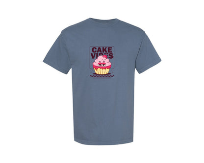 brand:Comfort Colors|color:Blue Jean|Retro Cartoon Cupcake Print Design Graphic T-Shirt