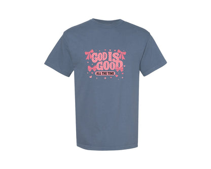 brand:Comfort Colors|color:Blue Jean|Retro Christian Valentines Checkere Graphic T-Shirt