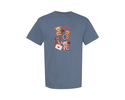 brand:Comfort Colors|color:Blue Jean|Teddy Bear Love Valentine Bear Love Graphic T-Shirt