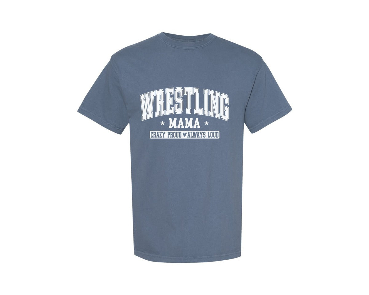brand:Comfort Colors|color:Blue Jean|Wrestling Mama Funny Wrestling Mom Graphic T-Shirt