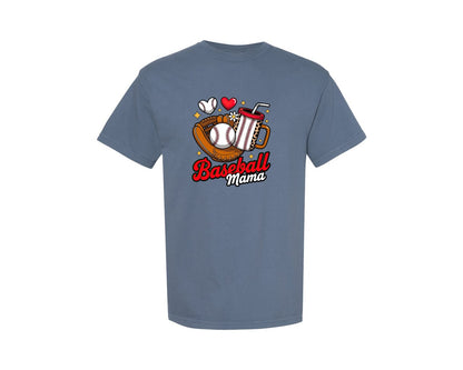 brand:Comfort Colors|color:Blue Jean|Baseball Mama Leopard Design 6 Graphic T-Shirt