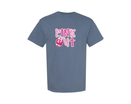 brand:Comfort Colors|color:Blue Jean|Pink Out Football Game Day Cancer Graphic T-Shirt