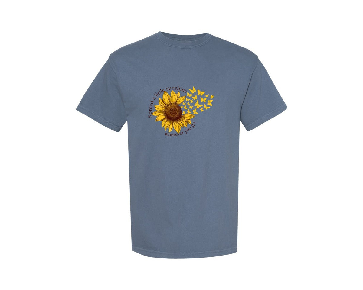 brand:Comfort Colors|color:Blue Jean|Spread Sunshine Sunflower Graphic T-Shirt