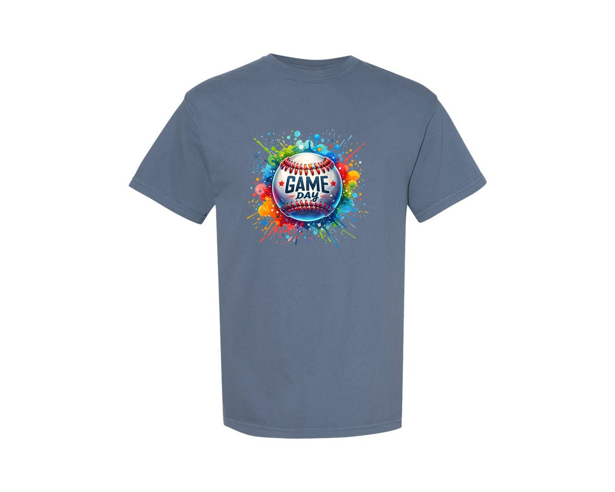 brand:Comfort Colors|color:Blue Jean|Colorful Baseball Game Day Graphic T-Shirt
