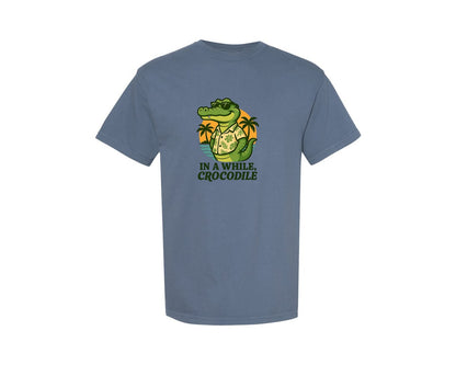 brand:Comfort Colors|color:Blue Jean|Funny Crocodile In A While Crocodil Graphic T-Shirt