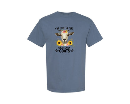 brand:Comfort Colors|color:Blue Jean|Cute Floral Goat T Shirt Design 2 Graphic T-Shirt