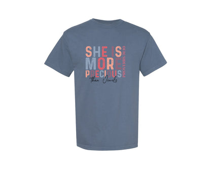 brand:Comfort Colors|color:Blue Jean|Christian Quotes Mom Bible Verse Graphic T-Shirt