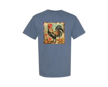 brand:Comfort Colors|color:Blue Jean|Retro Wildflower Chicken Farm Girl Graphic T-Shirt
