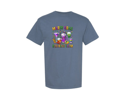 brand:Comfort Colors|color:Blue Jean|Mardi Gras Drinking Team Graphic T-Shirt