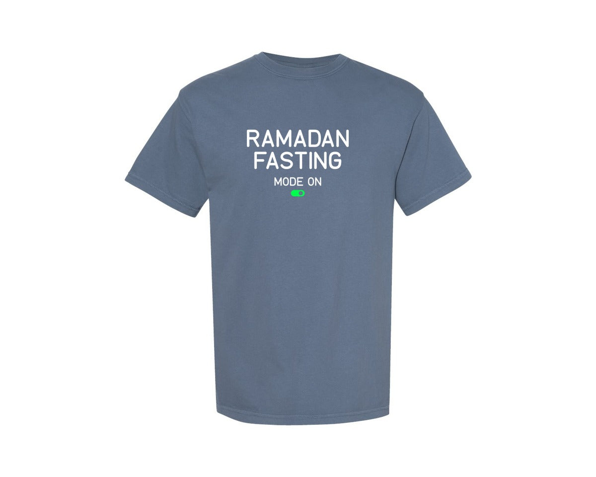 brand:Comfort Colors|color:Blue Jean|Ramadan Fasting Mode On Ramadan Typogra Graphic T-Shirt