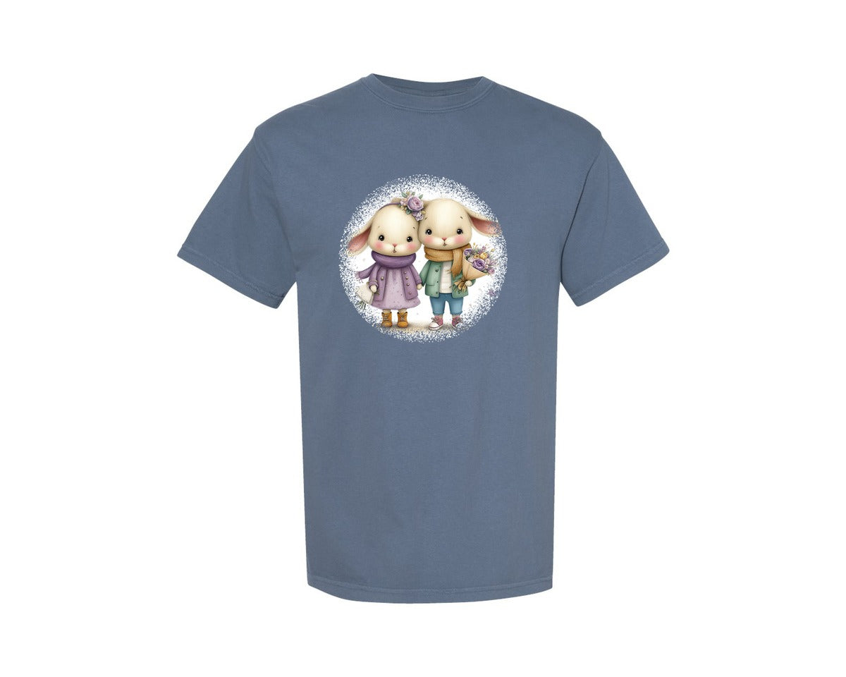 brand:Comfort Colors|color:Blue Jean|Couple Animals Round Tshirt 37 Graphic T-Shirt