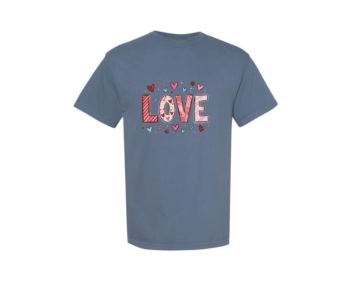 brand:Comfort Colors|color:Blue Jean|Valentine Love Valentines 20 Graphic T-Shirt