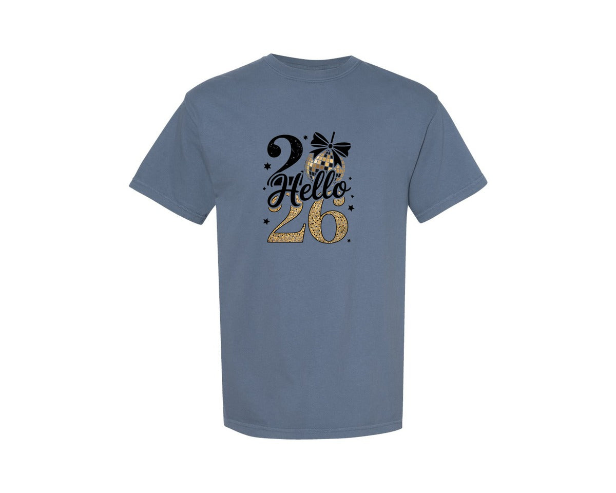 brand:Comfort Colors|color:Blue Jean|Happy New Year 2026 Trendy New Year 4 Graphic T-Shirt