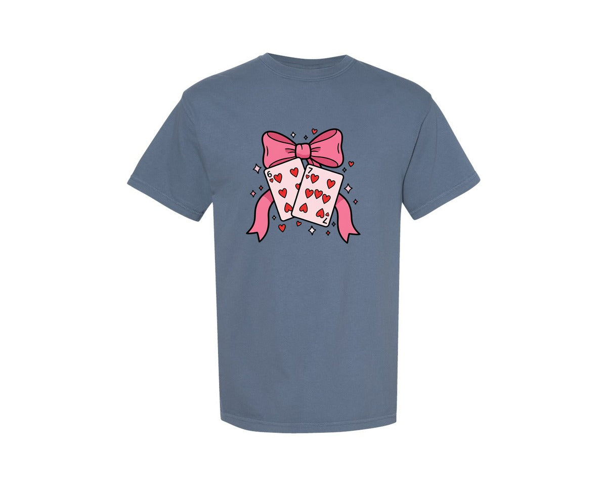 brand:Comfort Colors|color:Blue Jean|Preppy Playing Cards Valentine 6 7 3 Graphic T-Shirt