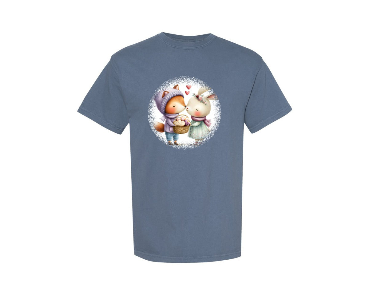 brand:Comfort Colors|color:Blue Jean|Couple Animals Round Tshirt 38 Graphic T-Shirt