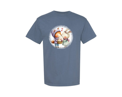 brand:Comfort Colors|color:Blue Jean|Couple Animals Round Tshirt 38 Graphic T-Shirt