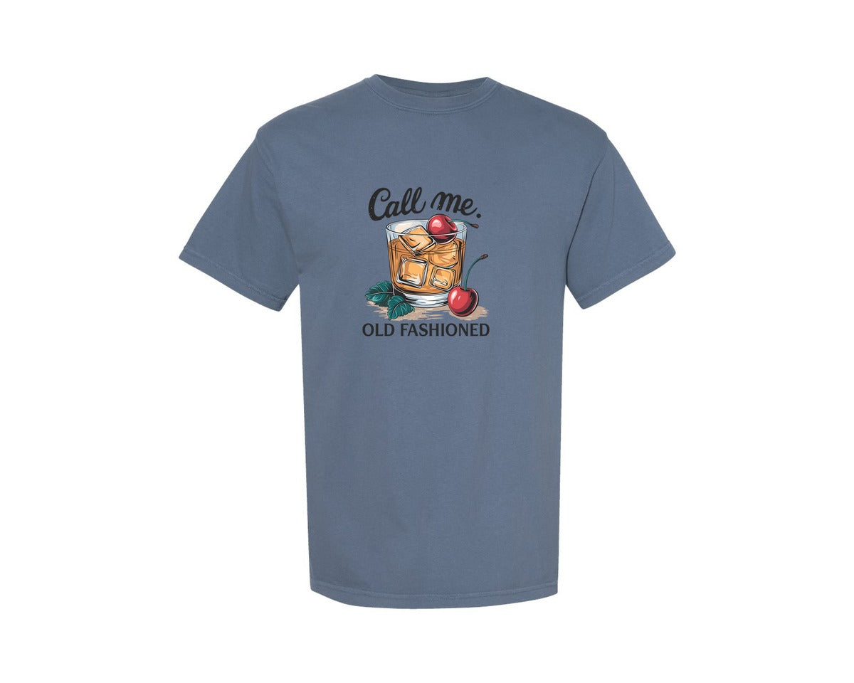 brand:Comfort Colors|color:Blue Jean|Call Me Old Fashioned Retro Whiskey 3 Graphic T-Shirt