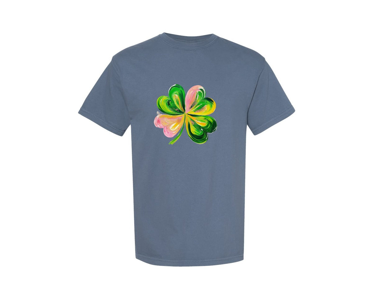 brand:Comfort Colors|color:Blue Jean|Brushstroke Shamrock Graphic T-Shirt