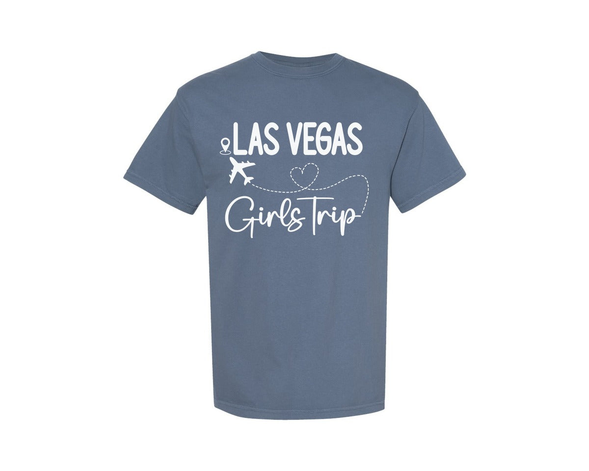 brand:Comfort Colors|color:Blue Jean|Girls Trip Las Vegas Vacation Trip Graphic T-Shirt