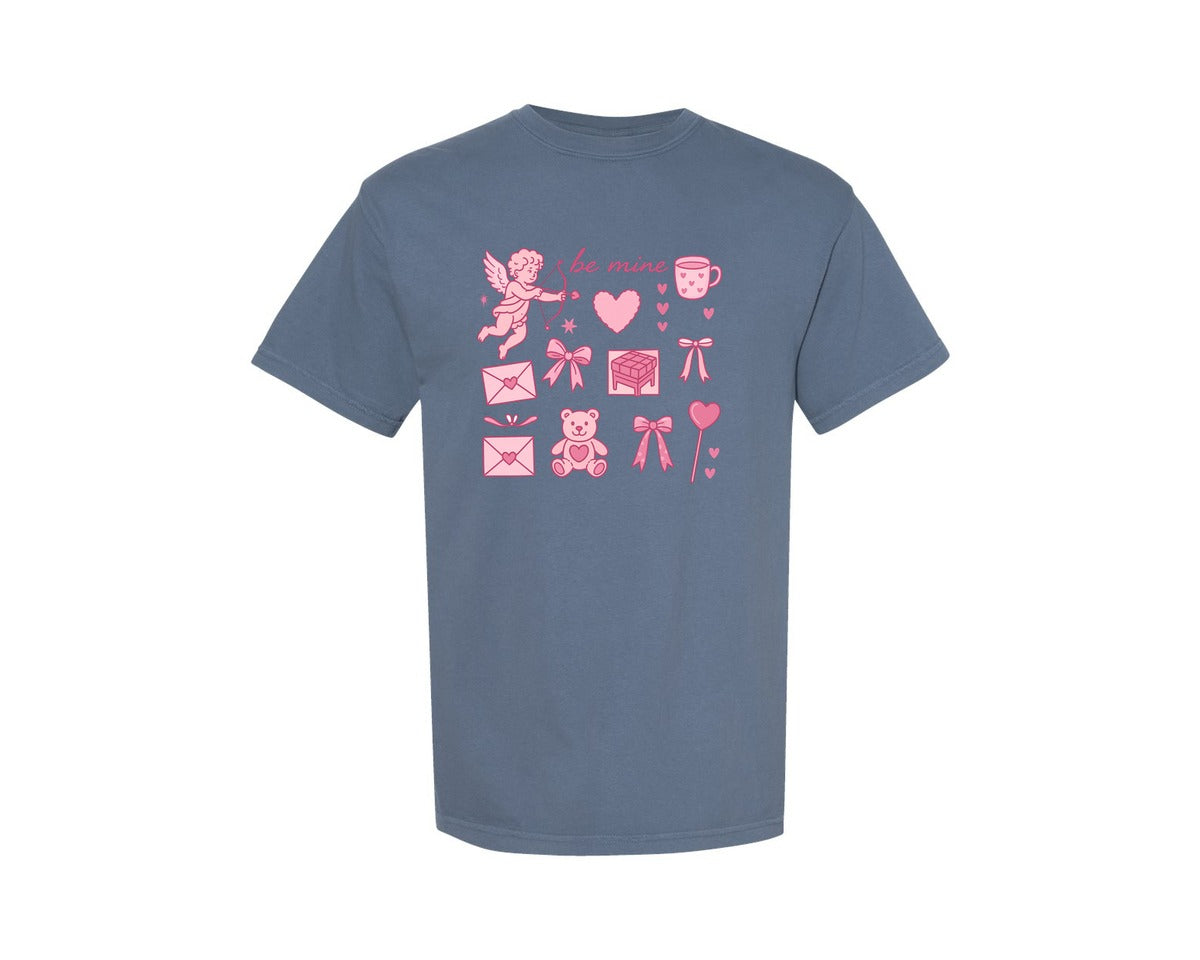 brand:Comfort Colors|color:Blue Jean|Be Mine Valentine Valentines Day 5 Graphic T-Shirt