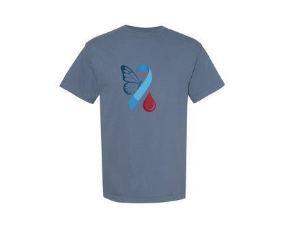 brand:Comfort Colors|color:Blue Jean|Butterfly Diabetes Awareness Ribbon Graphic T-Shirt