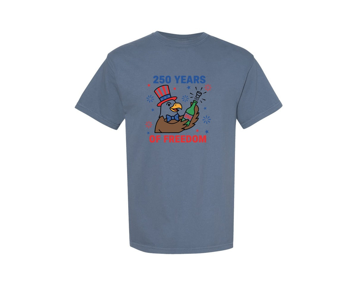 brand:Comfort Colors|color:Blue Jean|250 Years Of Freedom Eagle Graphic T-Shirt