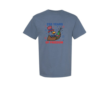 brand:Comfort Colors|color:Blue Jean|250 Years Of Freedom Eagle Graphic T-Shirt