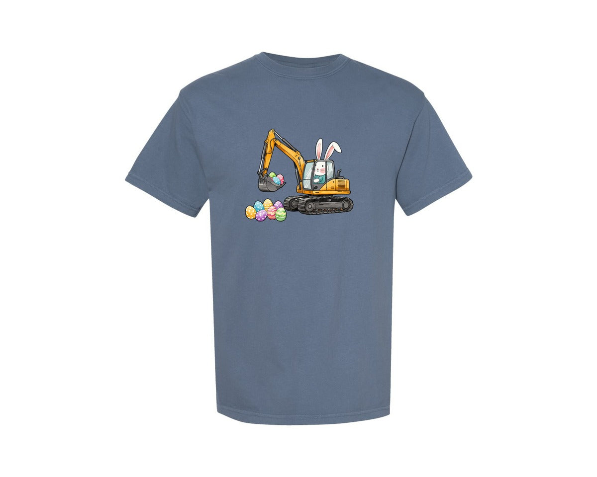 brand:Comfort Colors|color:Blue Jean|Bunny Easter Excavator Graphic T-Shirt