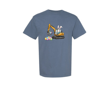 brand:Comfort Colors|color:Blue Jean|Bunny Easter Excavator Graphic T-Shirt