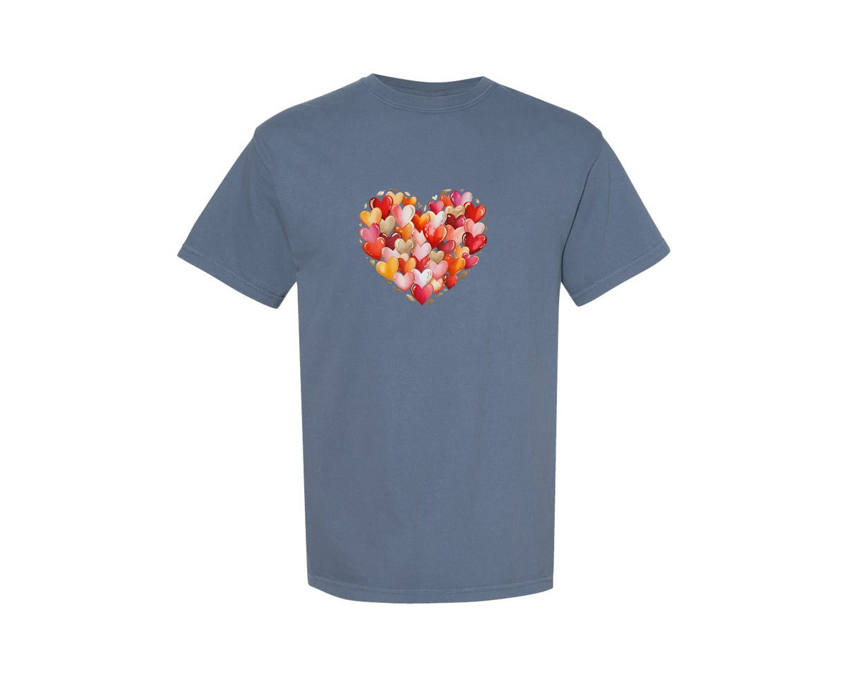 brand:Comfort Colors|color:Blue Jean|Valentines Day Heart Love T Shirt Graphic T-Shirt