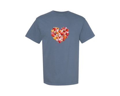 brand:Comfort Colors|color:Blue Jean|Valentines Day Heart Love T Shirt Graphic T-Shirt
