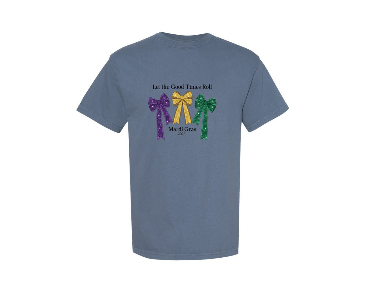 brand:Comfort Colors|color:Blue Jean|Let The Good Times Roll Mardi Gras 7 Graphic T-Shirt