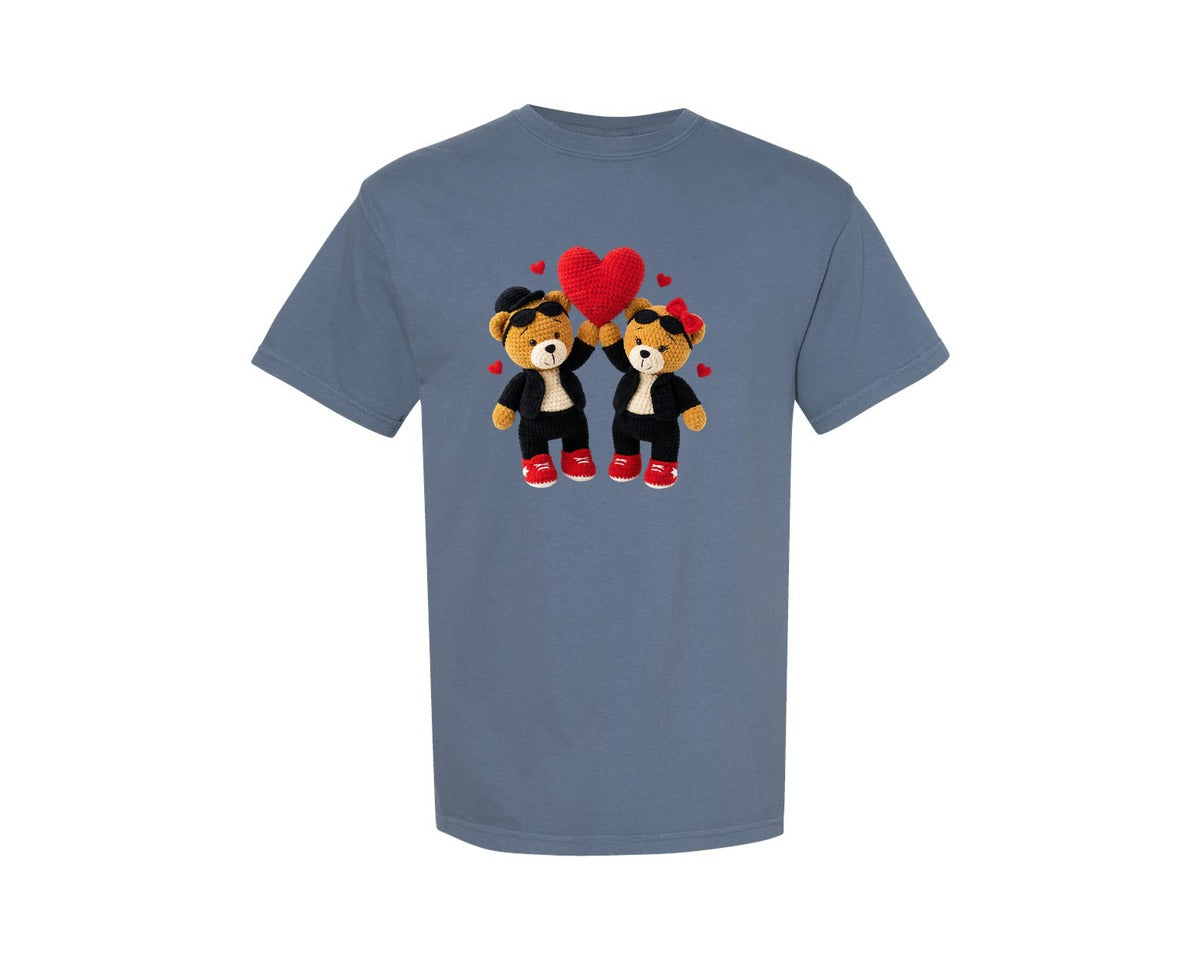 brand:Comfort Colors|color:Blue Jean|Crochet Valentine Teddy Bear 7 Graphic T-Shirt