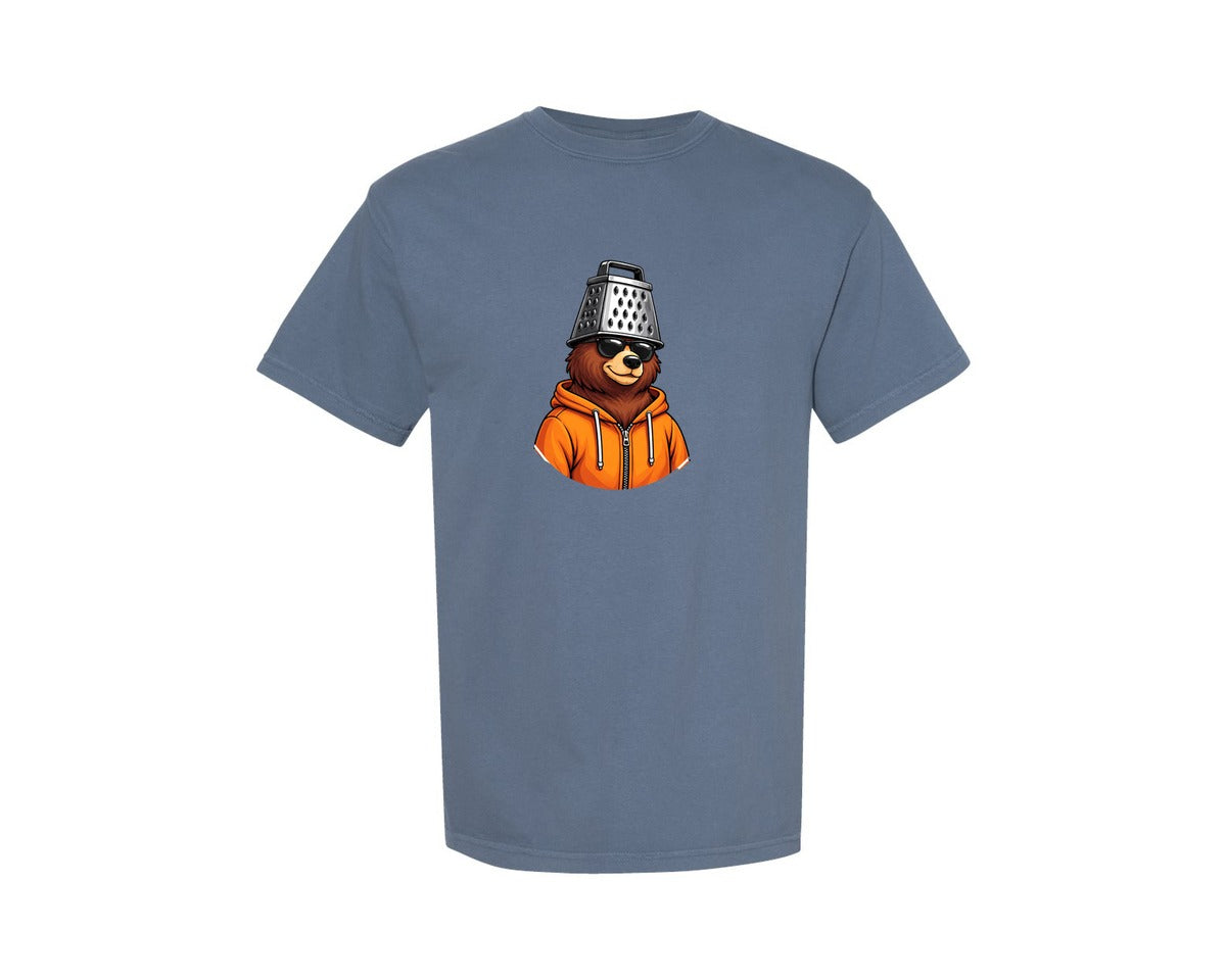 brand:Comfort Colors|color:Blue Jean|Bear With Cheese Grater Hat And Sunglass Graphic T-Shirt