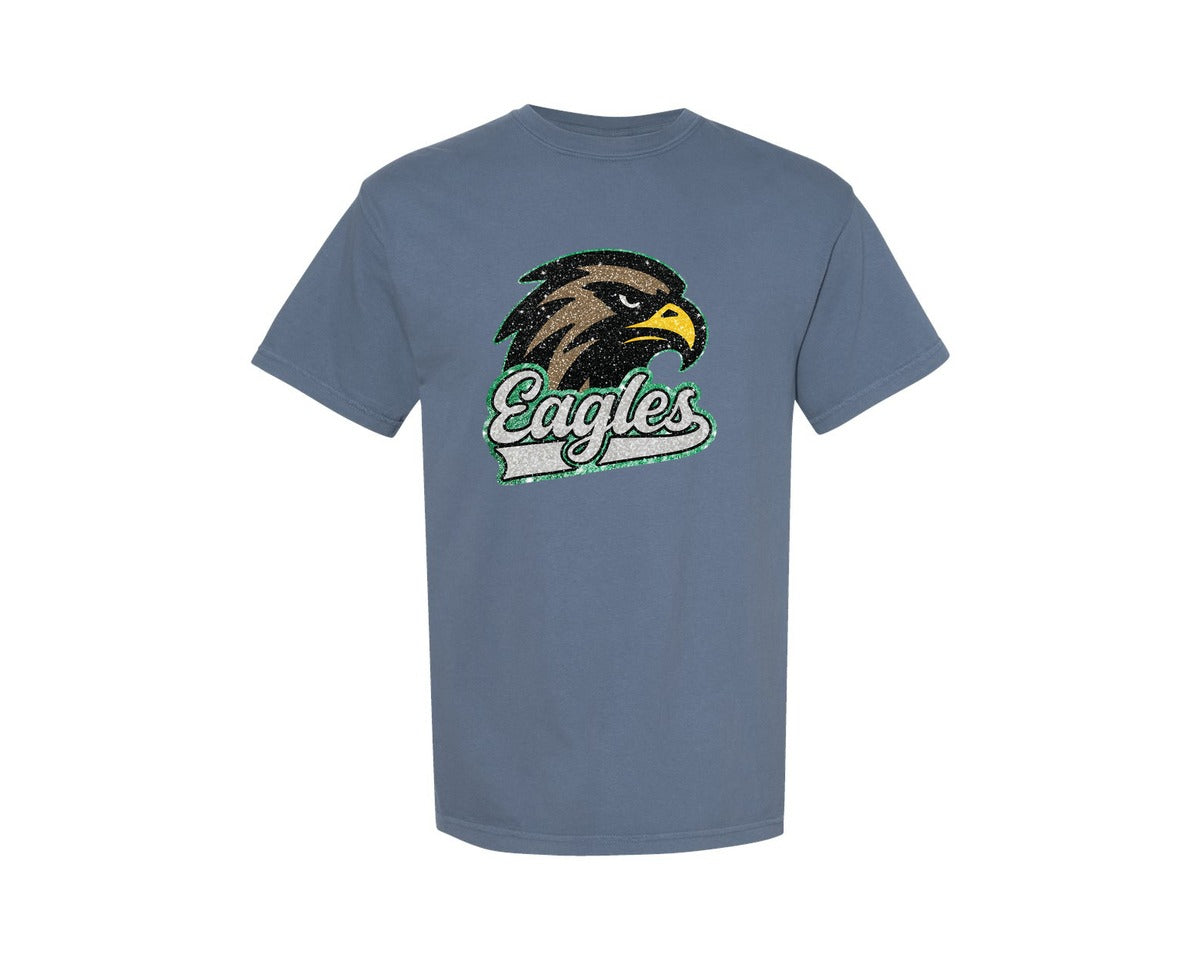 brand:Comfort Colors|color:Blue Jean|Eagles Football Glitter Sports Graphic T-Shirt