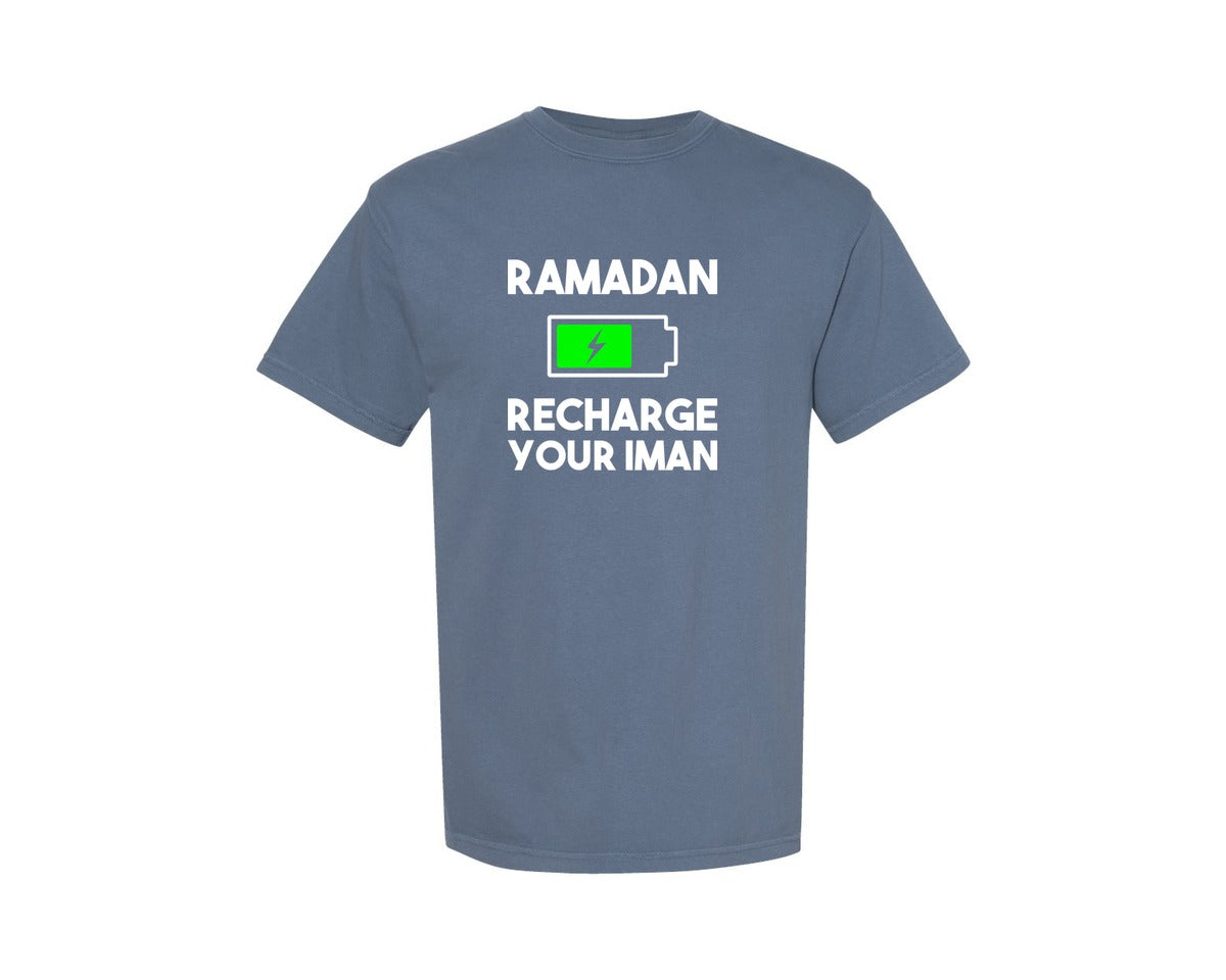 brand:Comfort Colors|color:Blue Jean|Ramadan Recharge Your Iman Muslim Motiv Graphic T-Shirt