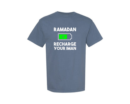brand:Comfort Colors|color:Blue Jean|Ramadan Recharge Your Iman Muslim Motiv Graphic T-Shirt