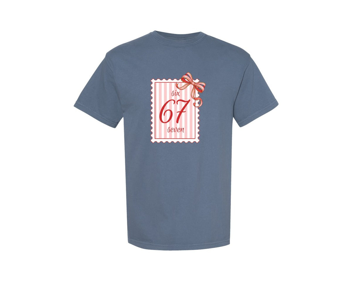 brand:Comfort Colors|color:Blue Jean|67 Viral Meme Stamp Frame Graphic T-Shirt