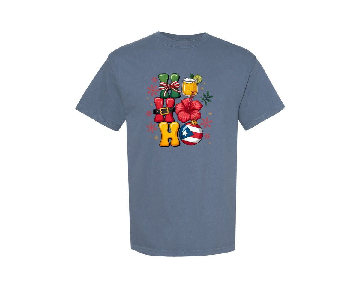 brand:Comfort Colors|color:Blue Jean|Boricua Christmas Puerto Rico Graphic T-Shirt