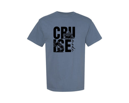 brand:Comfort Colors|color:Blue Jean|Cruise Mode Cruise Ship Tropical Graphic T-Shirt