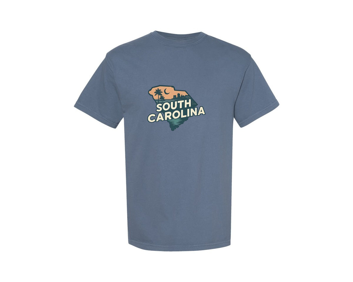 brand:Comfort Colors|color:Blue Jean|South Carolina State Map 2 Graphic T-Shirt