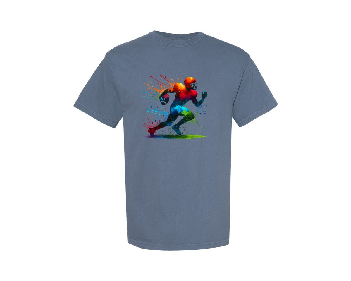 brand:Comfort Colors|color:Blue Jean|Colorful Mascot Football Player Graphic T-Shirt