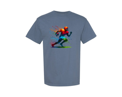 brand:Comfort Colors|color:Blue Jean|Colorful Mascot Football Player Graphic T-Shirt