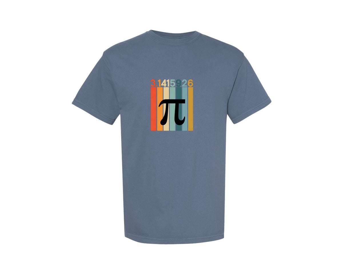 brand:Comfort Colors|color:Blue Jean|Pi Day Math Numbers Retro Graphic T-Shirt