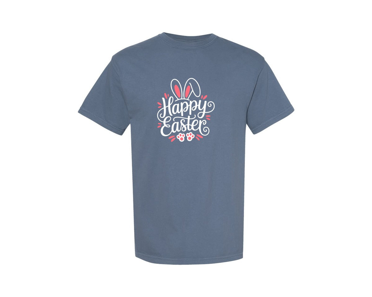brand:Comfort Colors|color:Blue Jean|Happy Easter Bunny Cute Easter Graphic T-Shirt
