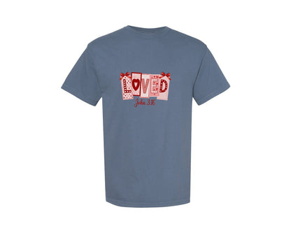 brand:Comfort Colors|color:Blue Jean|Christian Valentine Loved John 31 Graphic T-Shirt