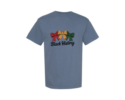 brand:Comfort Colors|color:Blue Jean|Black History Bow Black History Graphic T-Shirt