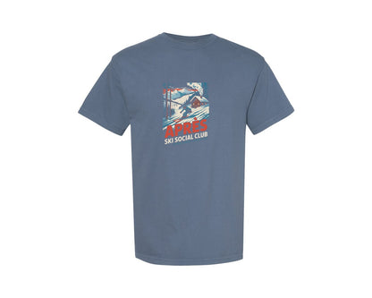 brand:Comfort Colors|color:Blue Jean|Ski Club Design Jay Peak Vermont 2026 Graphic T-Shirt